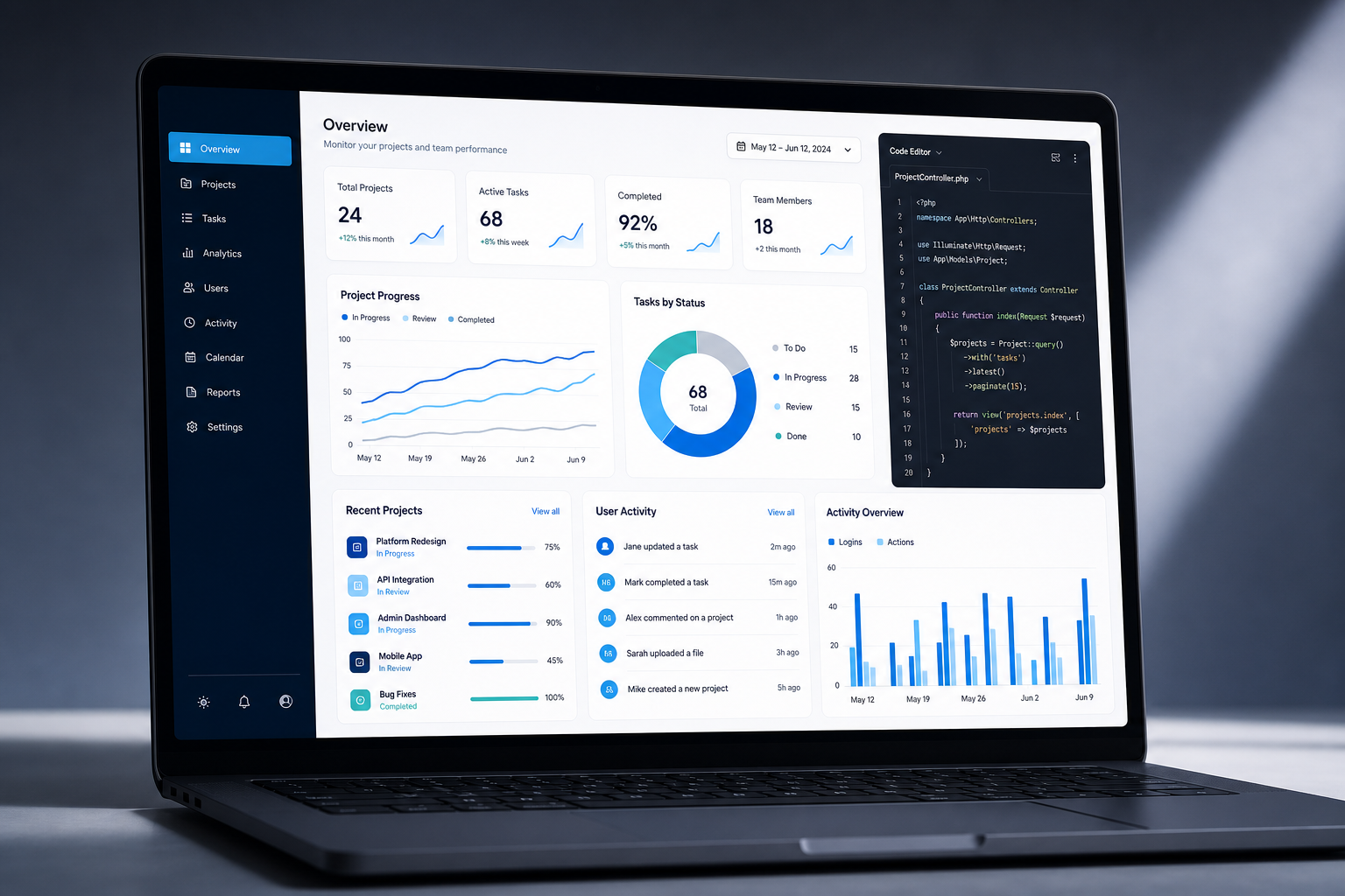 Modern Laravel SaaS dashboard and development workflow